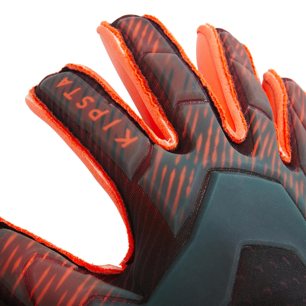 Torwarthandschuhe F900 Rollfinger Schnittform Erwachsene schwarz/rot