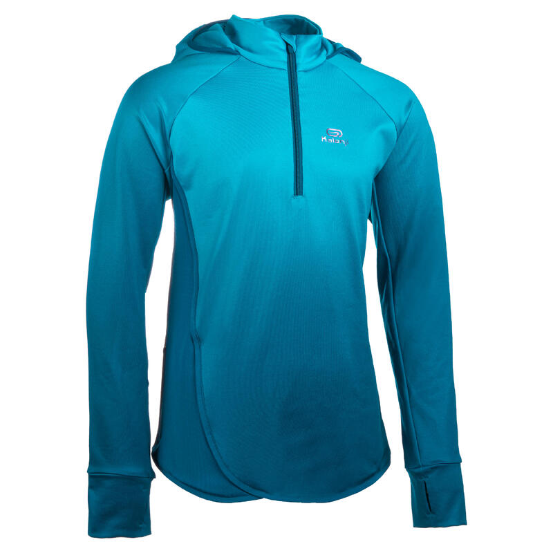 Maillot manches longues fille d'athlétisme temps froid AT 500 dégradé bleu