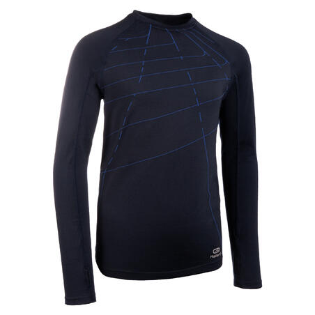 Футболка с длинными рукавами для бега детская AT 500 Skincare синяя 