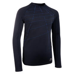 Tee-shirt manches longues enfant de running AT 500 Skincare bleu marine