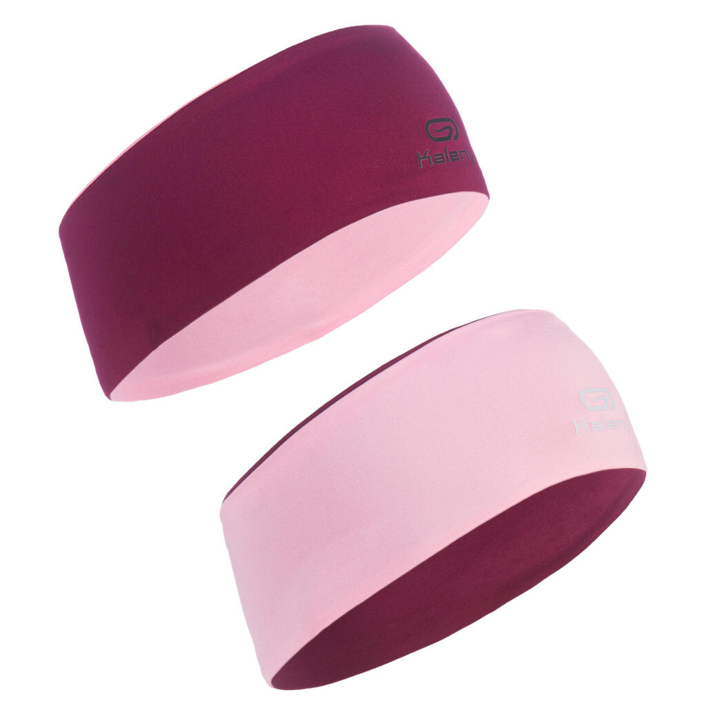 Lauf-Stirnband wendbar Kinder violett/hellrosa