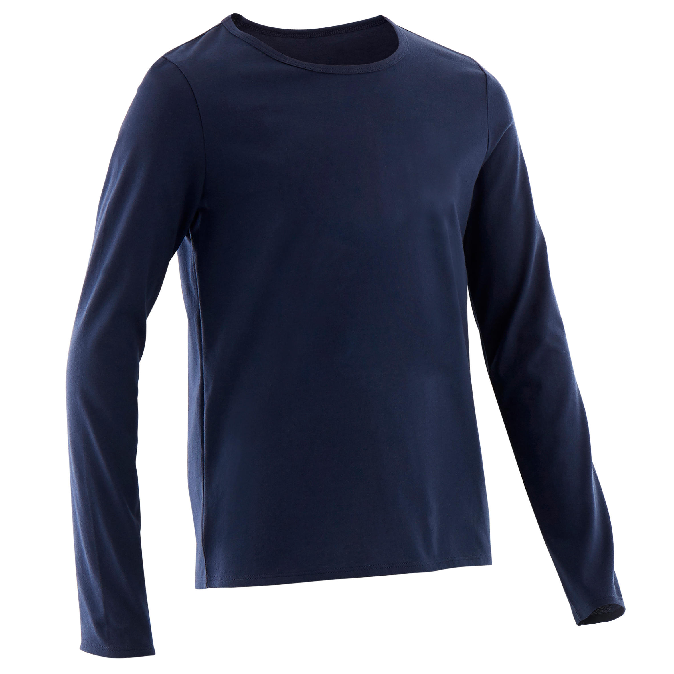 DOMYOS Kids' Basic Long-Sleeved T-Shirt - Navy