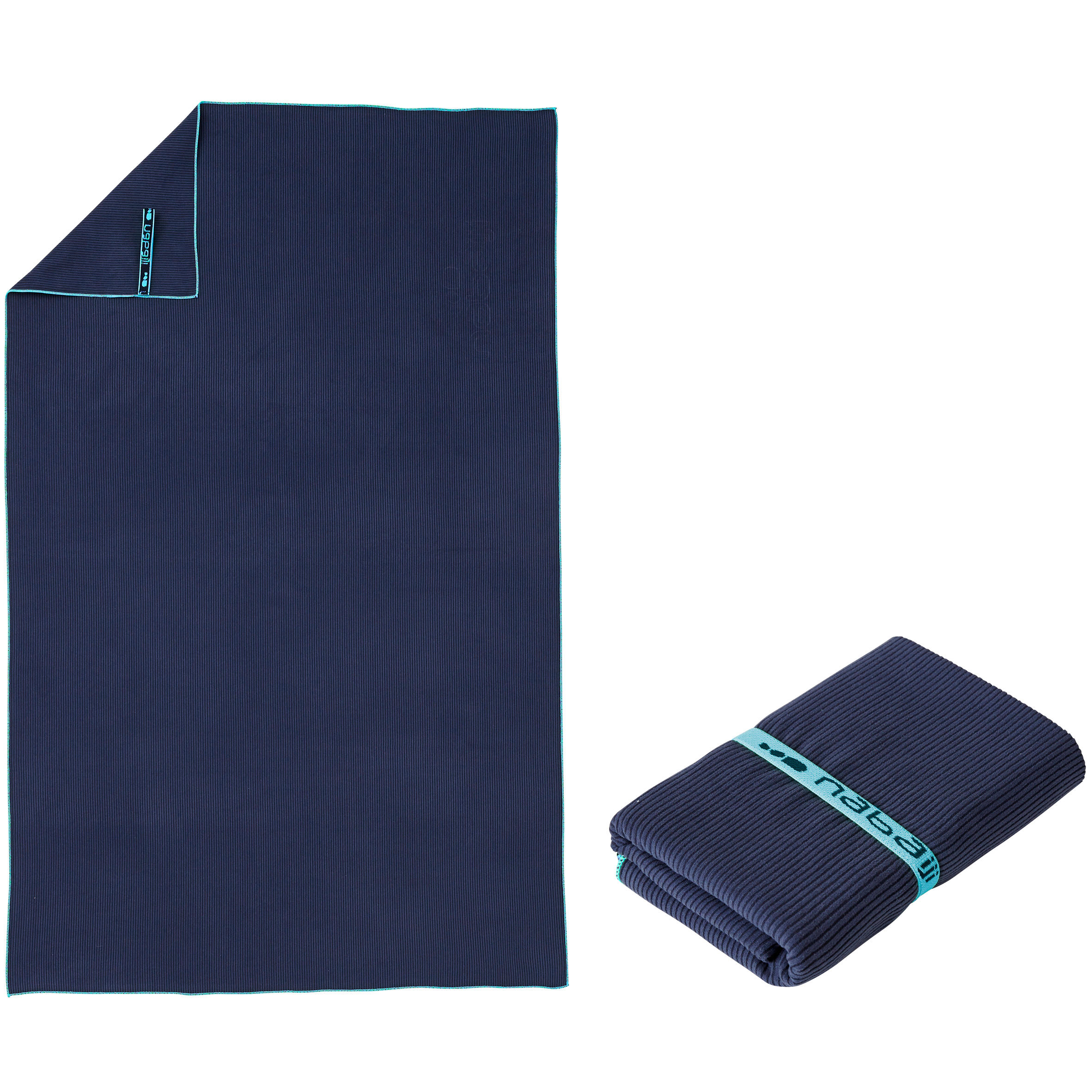 NABAIJI Toalla Baño Microfibra Rayas Azul Oscuro Tamaño L 80 x 130 cm