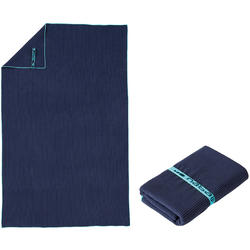 Serviette De Bain Microfibre A Rayures Bleu Fonce Taille L 80 X 130 Cm Nabaiji Decathlon