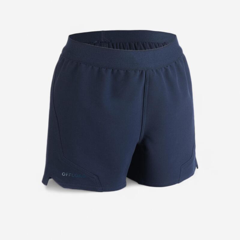 Short de rugby R500 enfant bleu marine