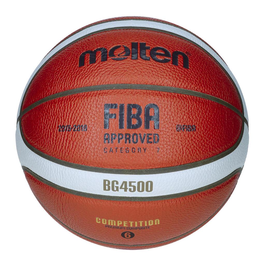 БАСКЕТБОЛНА ТОПКА FIBA B6G 4500, РАЗМЕР 6, ОРАНЖЕВА