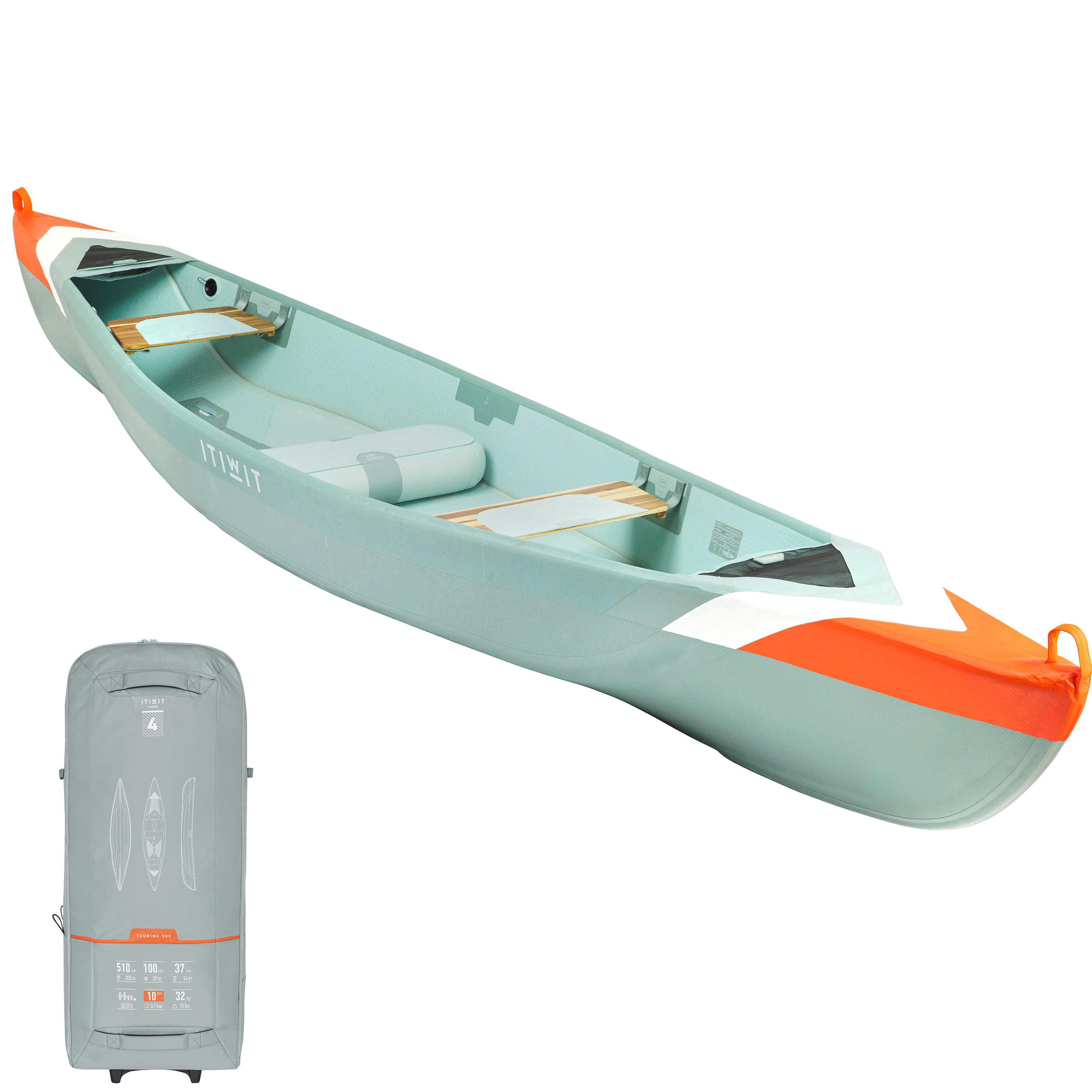 ITIWIT X500 high pressure Dropstitch inflatable canoe 4 seats (2 adults + 2 kids)