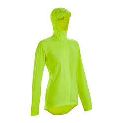 Women's Waterproof Urban Cycling Jacket - Neon Yellow