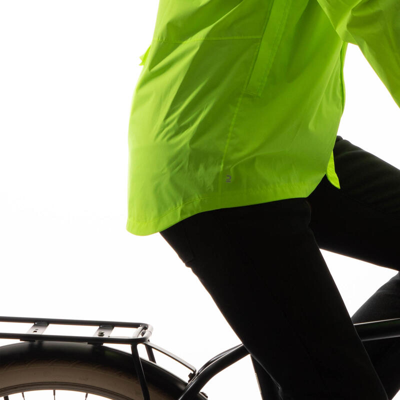 Férfi láthatósági kerékpáros esőkabát 120-as, EPI hitelesített, neonsárga