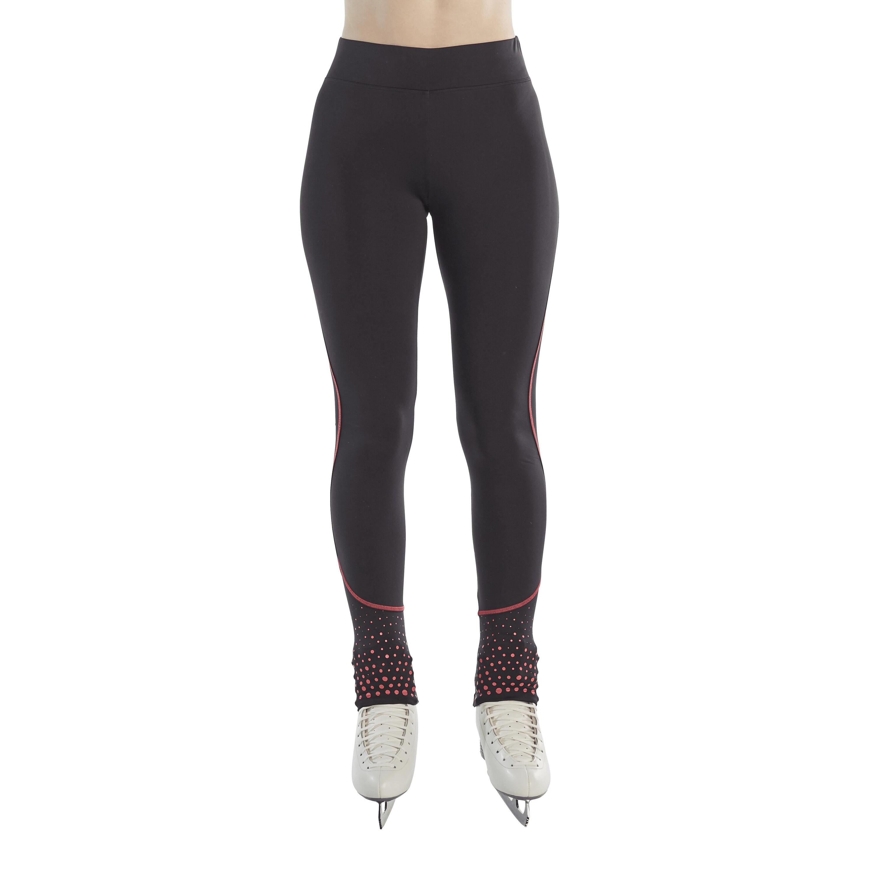 Adult Training Figure Skating Leggings - Black/Pink 2/11