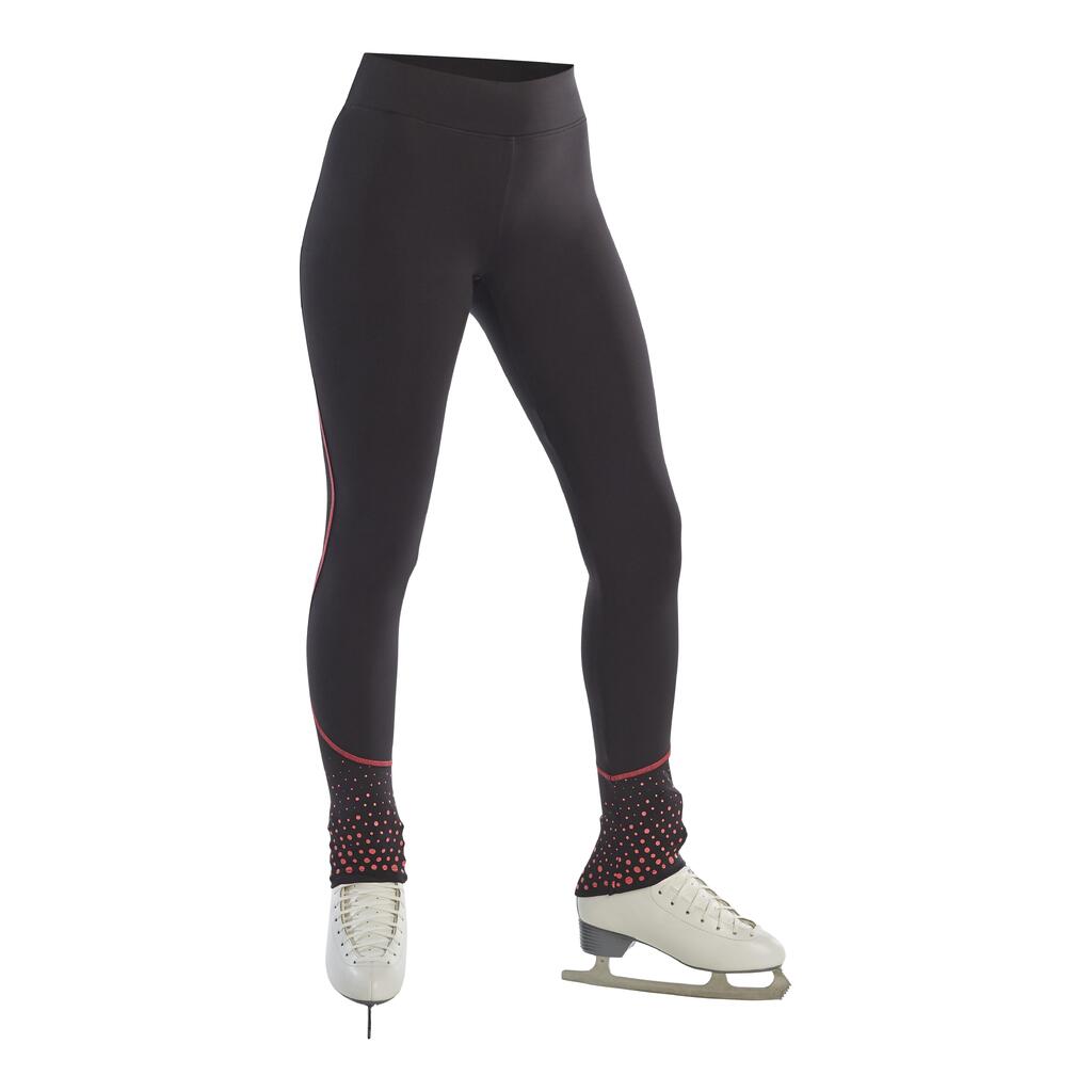 Trainings-Leggings Eiskunstlauf Erwachsene schwarz/pink
