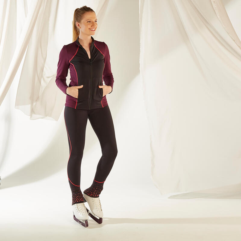 VESTE ENTRAINEMENT PATINAGE ARTISTIQUE ADULTE NOIRE ET PRUNE