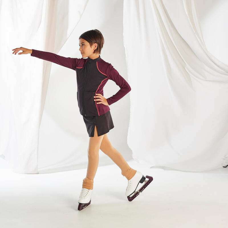 VESTE ENTRAINEMENT PATINAGE ARTISTIQUE JUNIOR NOIRE ET PRUNE