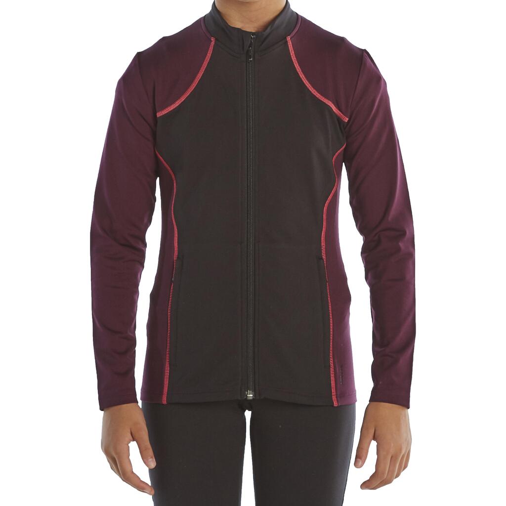 Kids' Training Figure Skating Jacket - Black/Plum