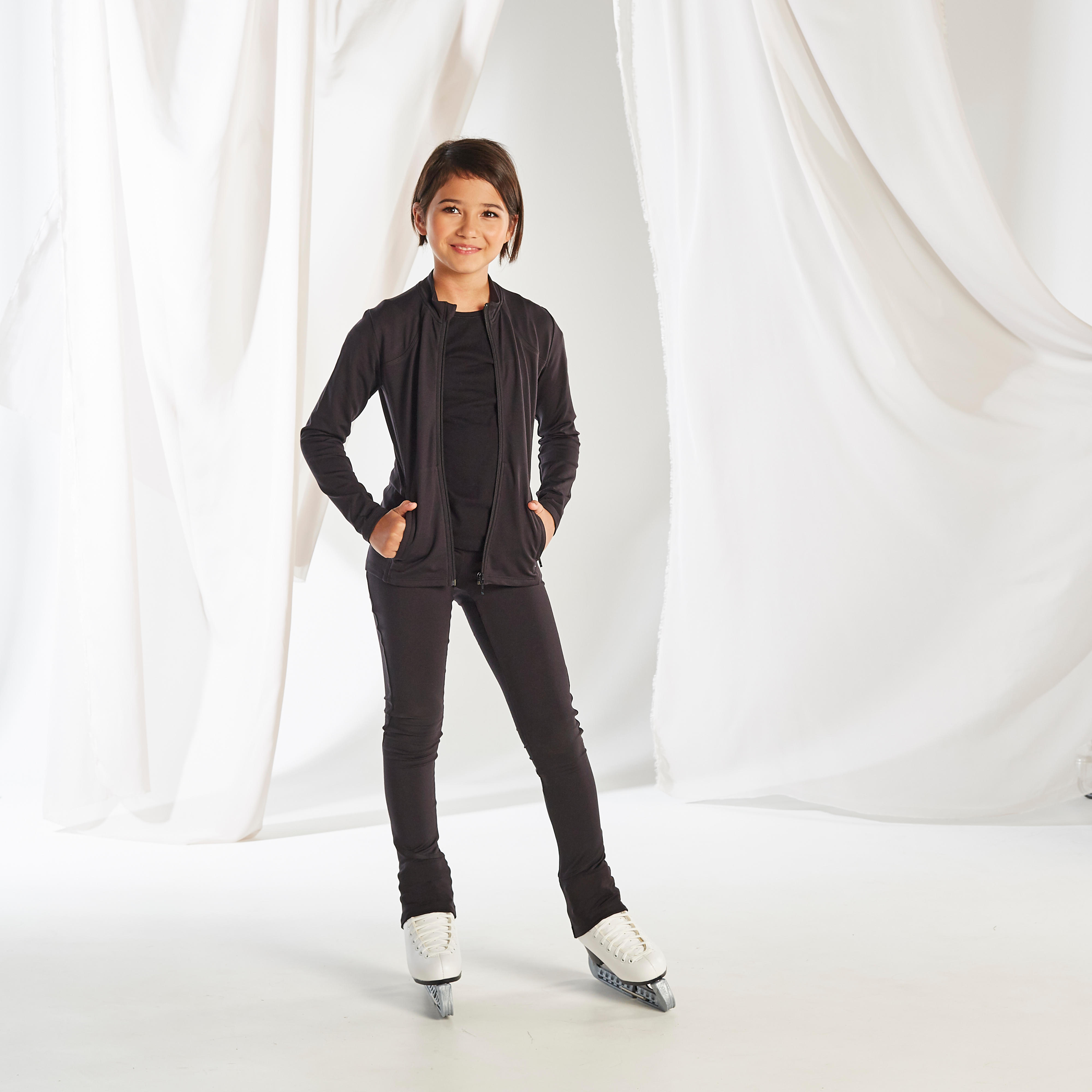 Kids' Figure Skating Training Leggings Black