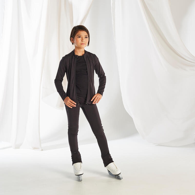 Kids' Figure Skating Training Leggings Black/Pink AXELYS Decathlon