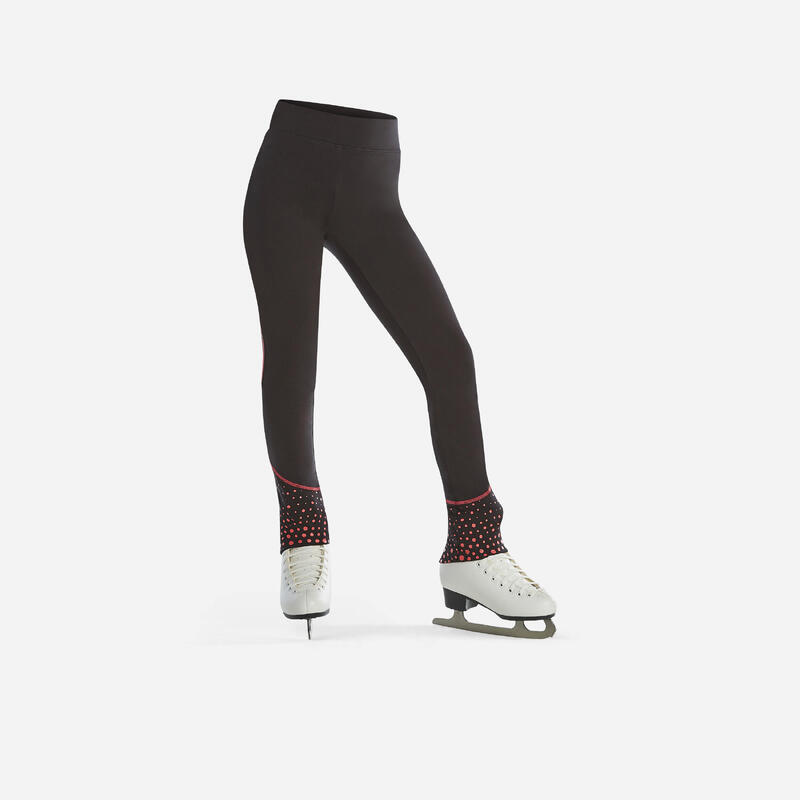 LEGGINGS PARA TREINO DE PATINAGEM ARTÍSTICA CRIANÇA PRETO E ROSA