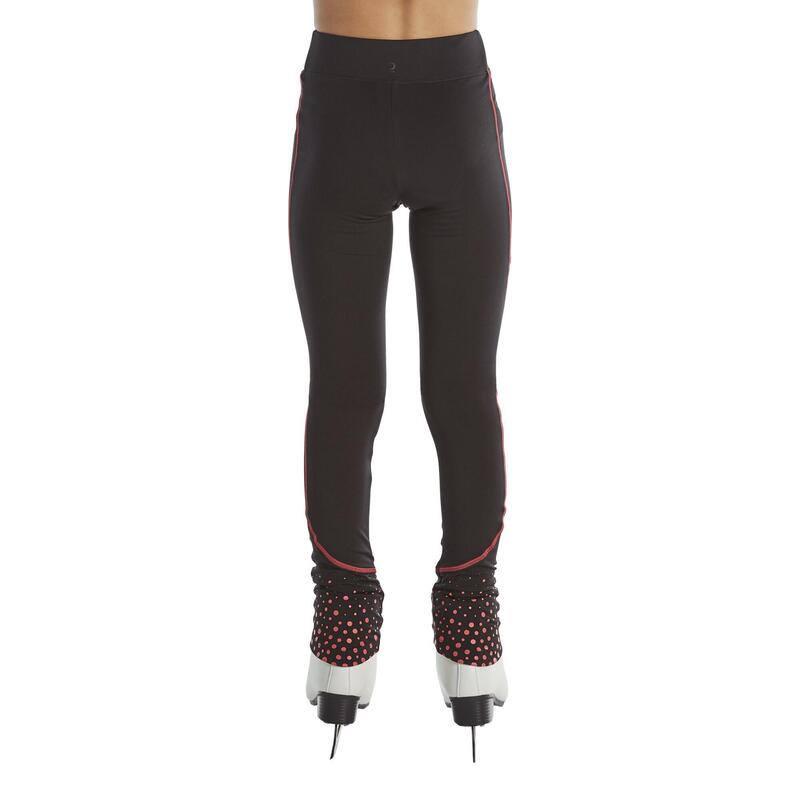 LEGGINGS PARA TREINO DE PATINAGEM ARTÍSTICA CRIANÇA PRETO E ROSA