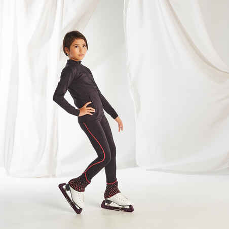 Kids' Figure Skating Training Leggings - Black/Pink