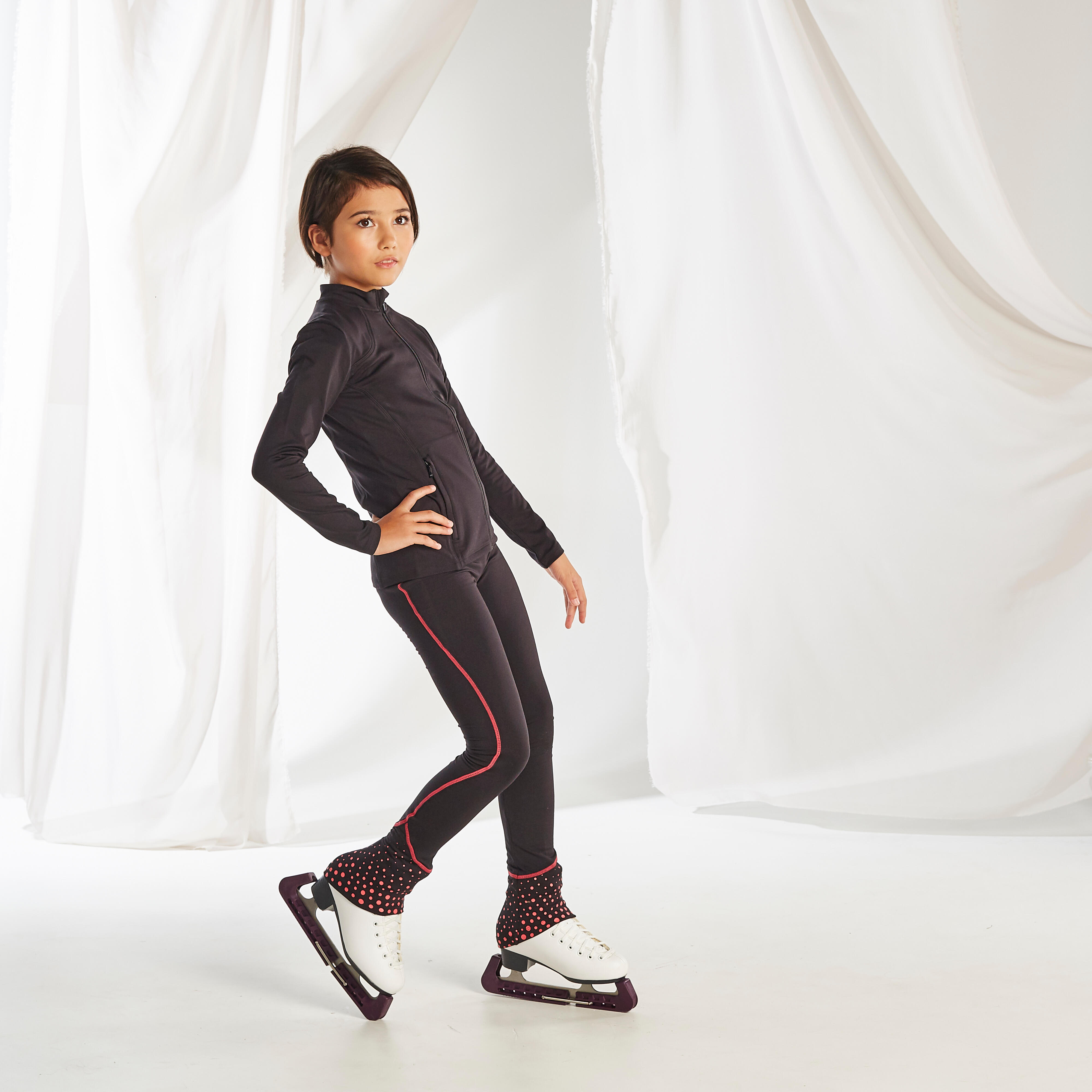 thumbnail image 2 of Kids Girls Fleece Figure Skating Jacket And Pants Set Warm Zip Up Jacket And Fleece Leggings Pants Training Dancing Outfits - 200000532 2 of 12