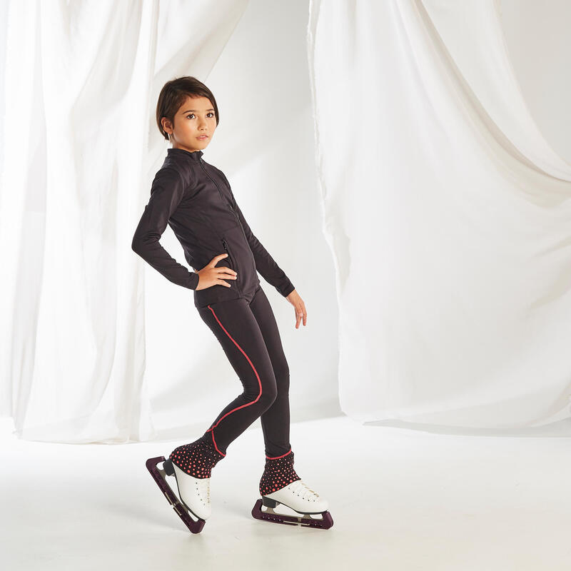 LEGGING ENTRAINEMENT PATINAGE ARTISTIQUE JUNIOR NOIR ET ROSE