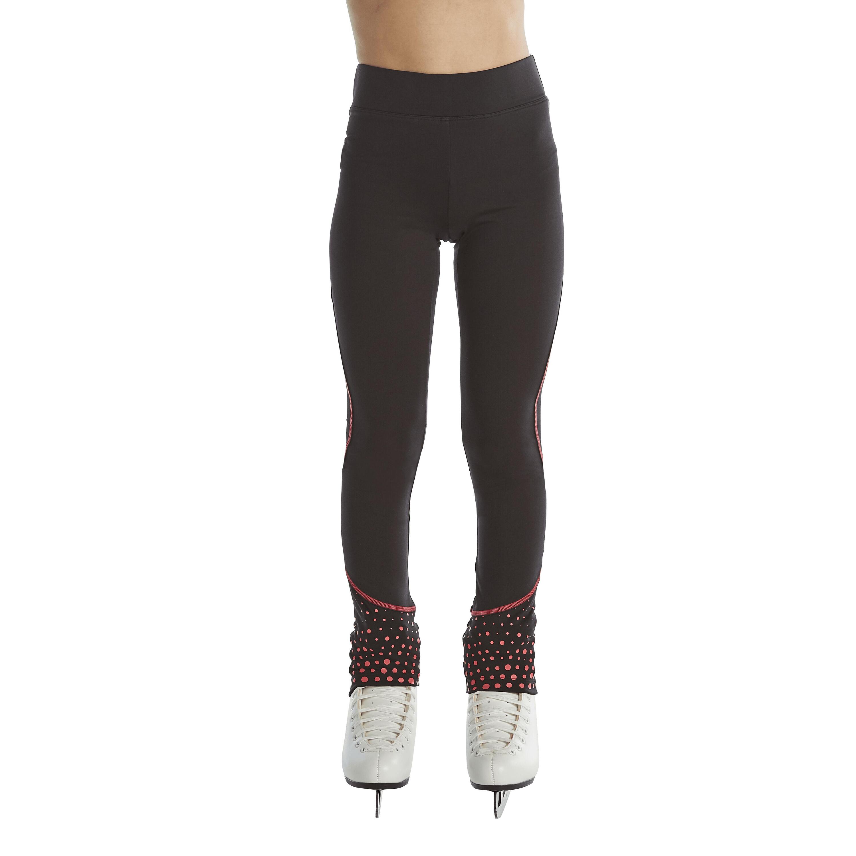 Kids' Figure Skating Training Leggings - Black/Pink 2/8