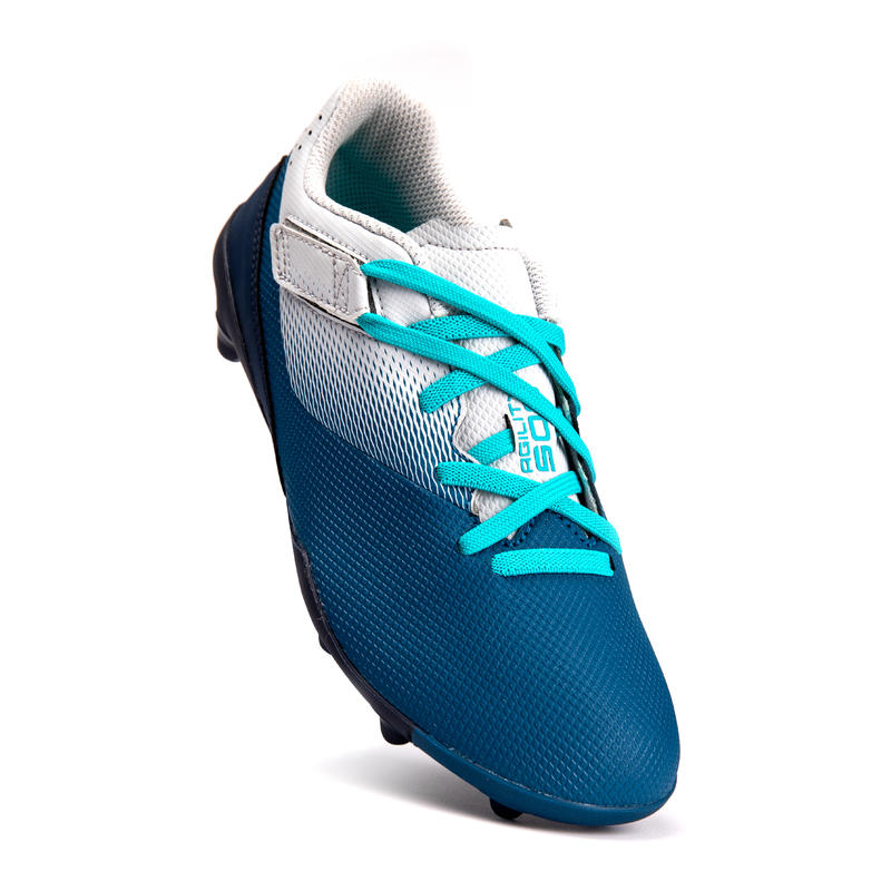 Kids' RipTab Football Boots Agility 500 MG Grey/Blue Decathlon