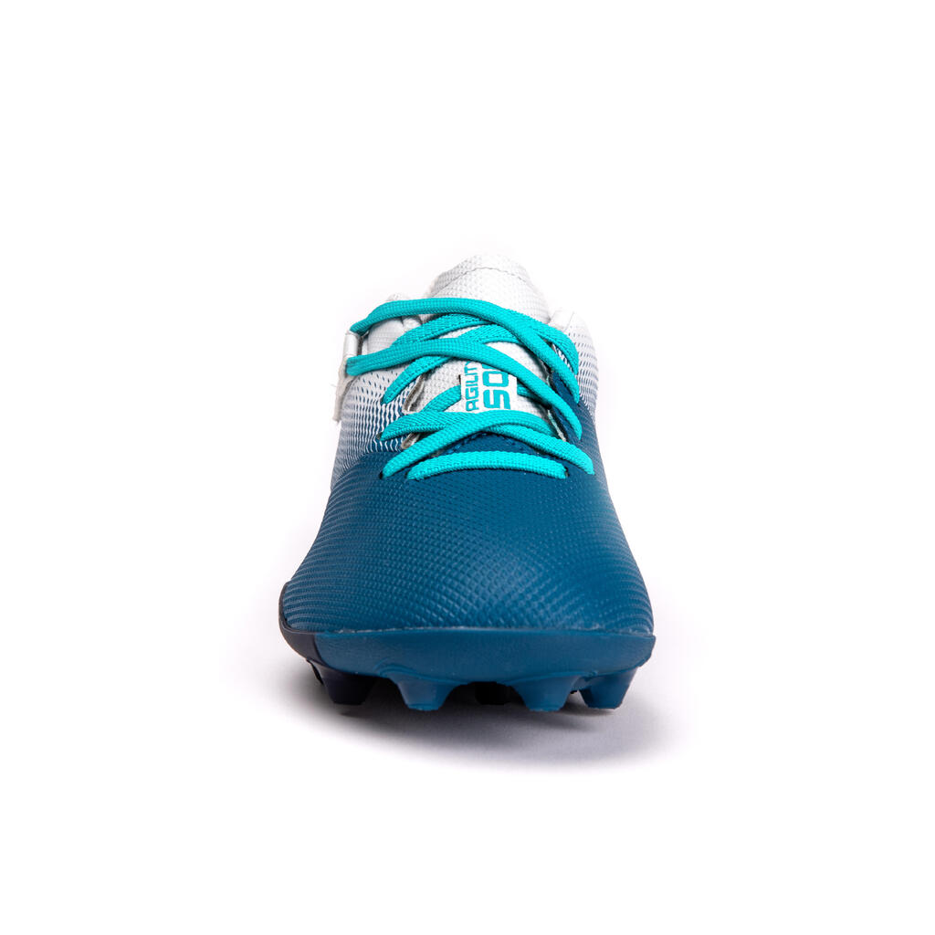 Kids' Rip-Tab Football Boots Agility 500 MG - Grey/Blue