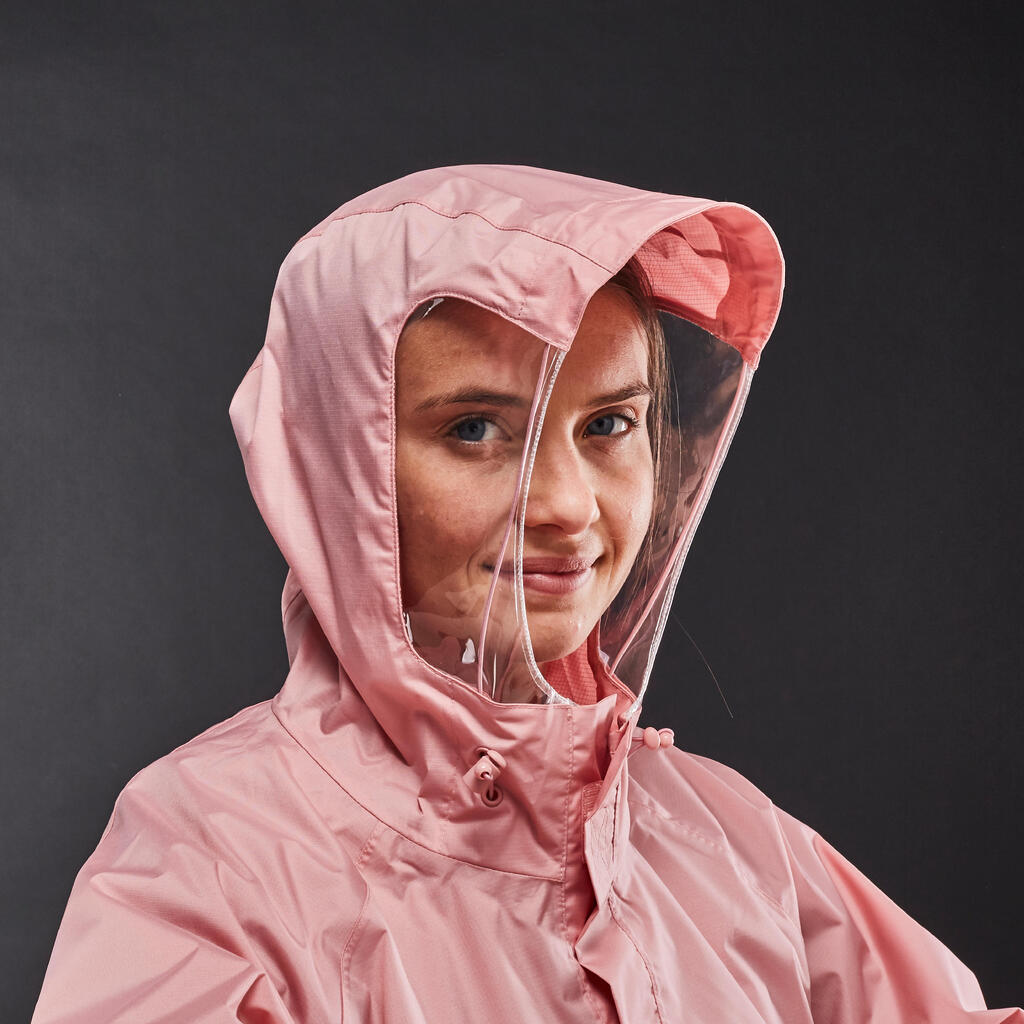 Cycling Rain Poncho 900 - Pink/Navy Blue