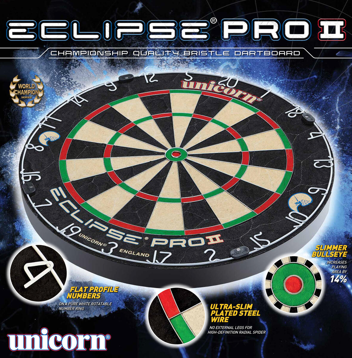 Traditional Sisal Dartboard Eclipse HD2 PRO 2/5