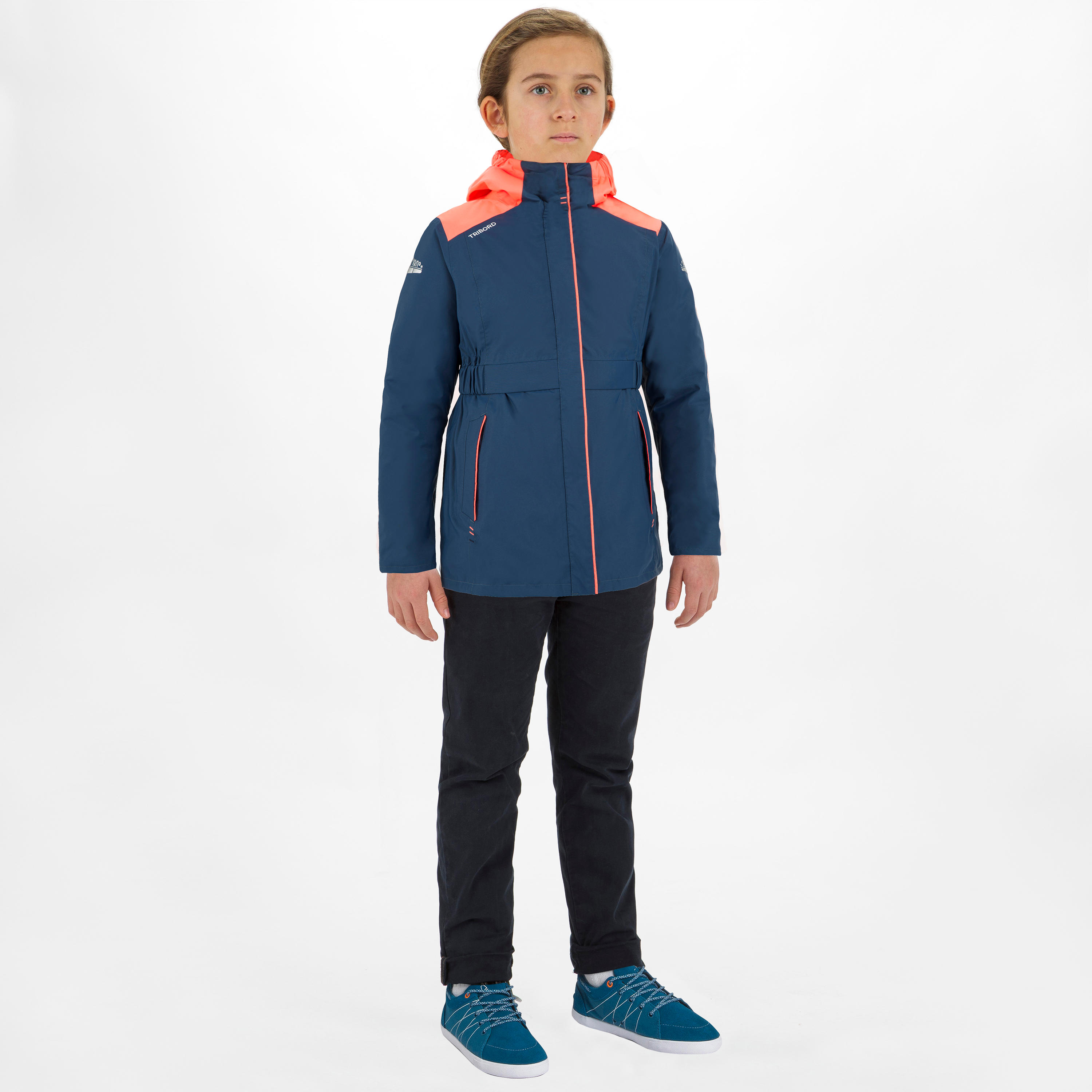Girl's Warm Sailing Oilskin 100 - Grey Pink 2/12