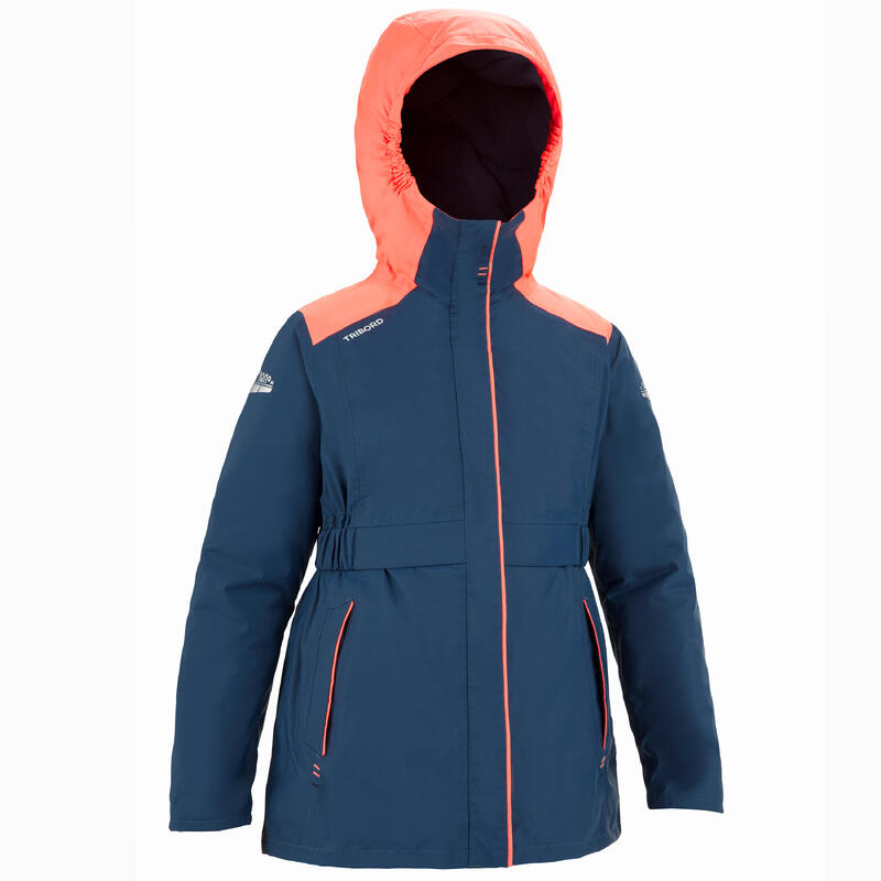 Segeljacke 100 Warm Mädchen grau/rosa