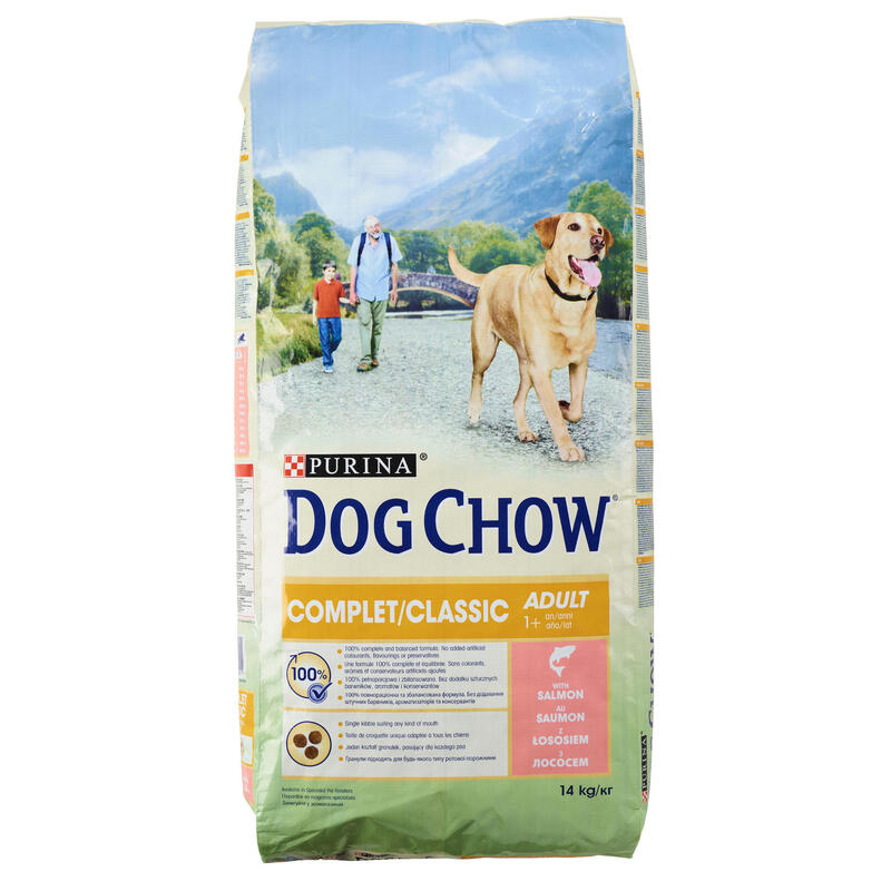 Kutyatáp Active DOGCHOW, felnőtt kutyák számára, lazaccal, 14 KG 