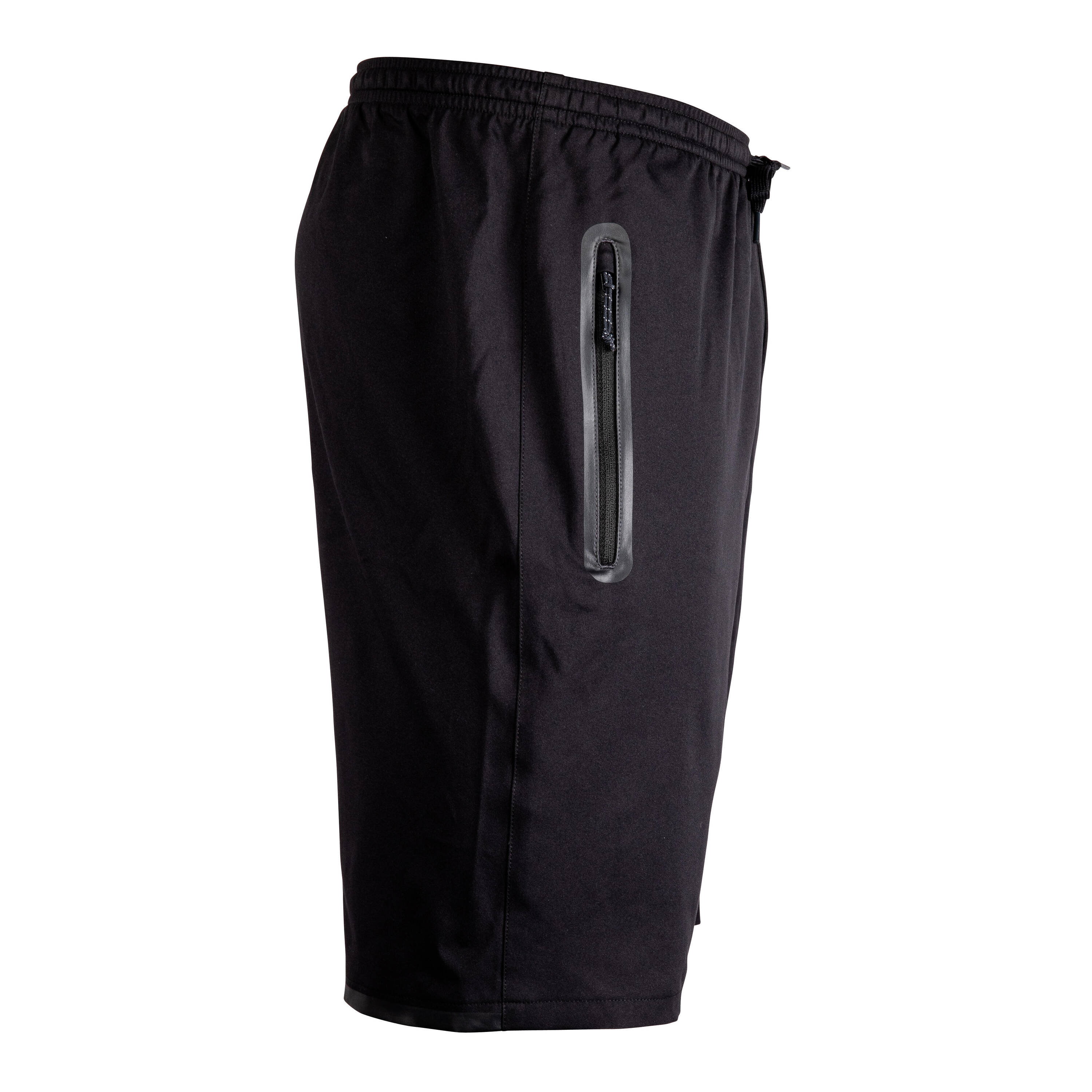 Adult Football Shorts with Zip Pockets Viralto Zip - Black/Grey -  2