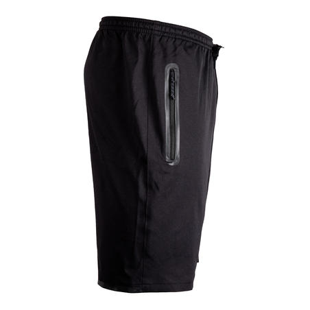 Шорты футбольные с карманами на молнии для взрослых угольно-черные F500Z