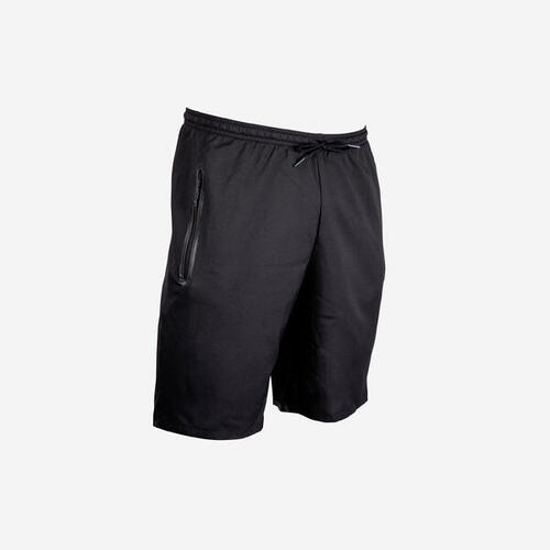 Short de football avec poches zippées adulte F500Z noir et carbone