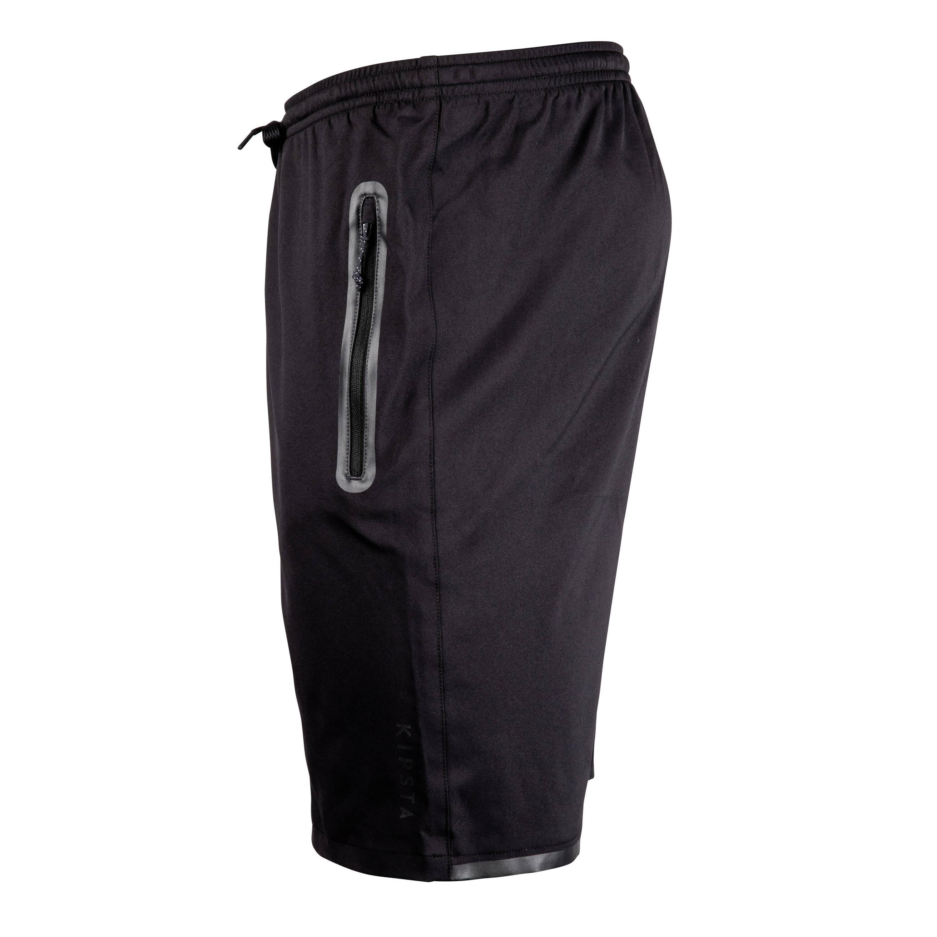 Adult Football Shorts with Zip Pockets Viralto Zip - Black/Grey -  4