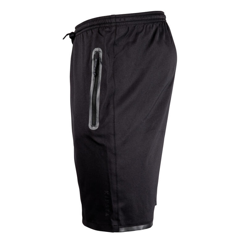 Calções de Futebol com Bolsos com Fecho Adulto VIRALTO ZIP Preto/Carbono