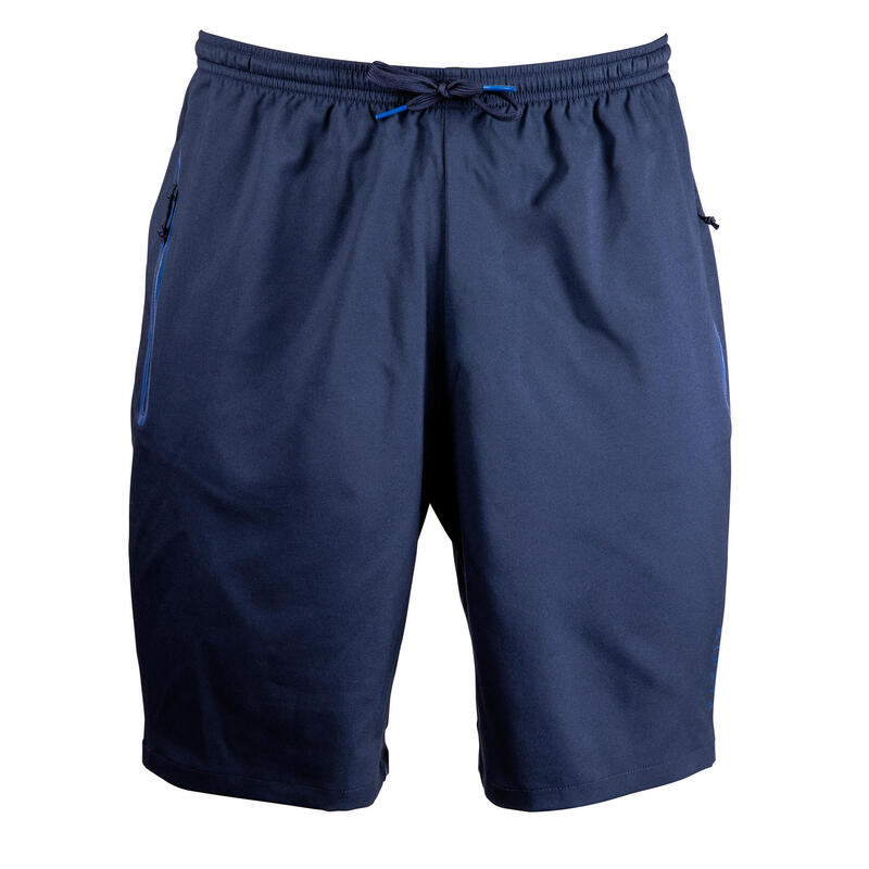 Short de football avec poches zippées adulte VIRALTO ZIP bleu marine