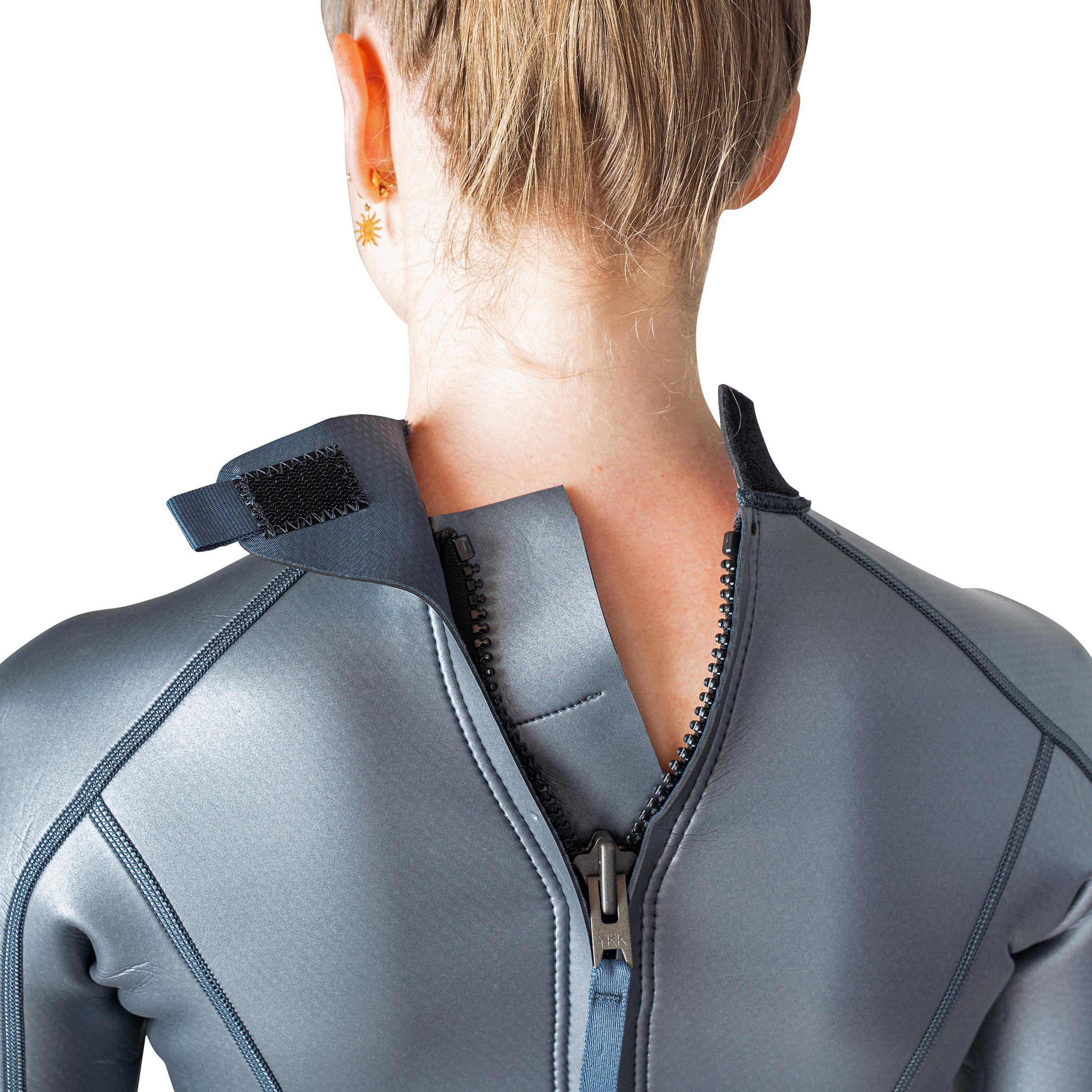 Women freediving 1.5mm neoprene long-sleeve top shorty FRD500 glide skin metal 6/10