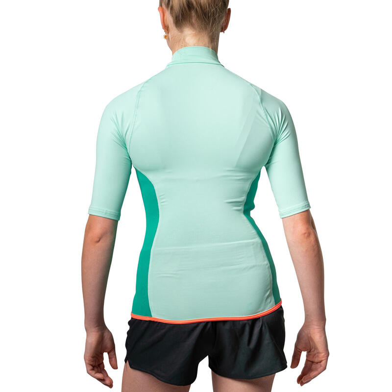 Top thermique néoprène 100 manches courtes femme turquoise