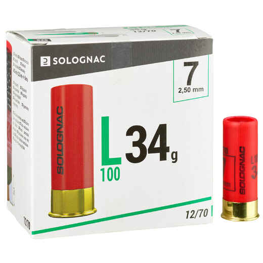 
      L100 34g CALIBRE 12/70 CARTRIDGE SHOT N°7 X25
  