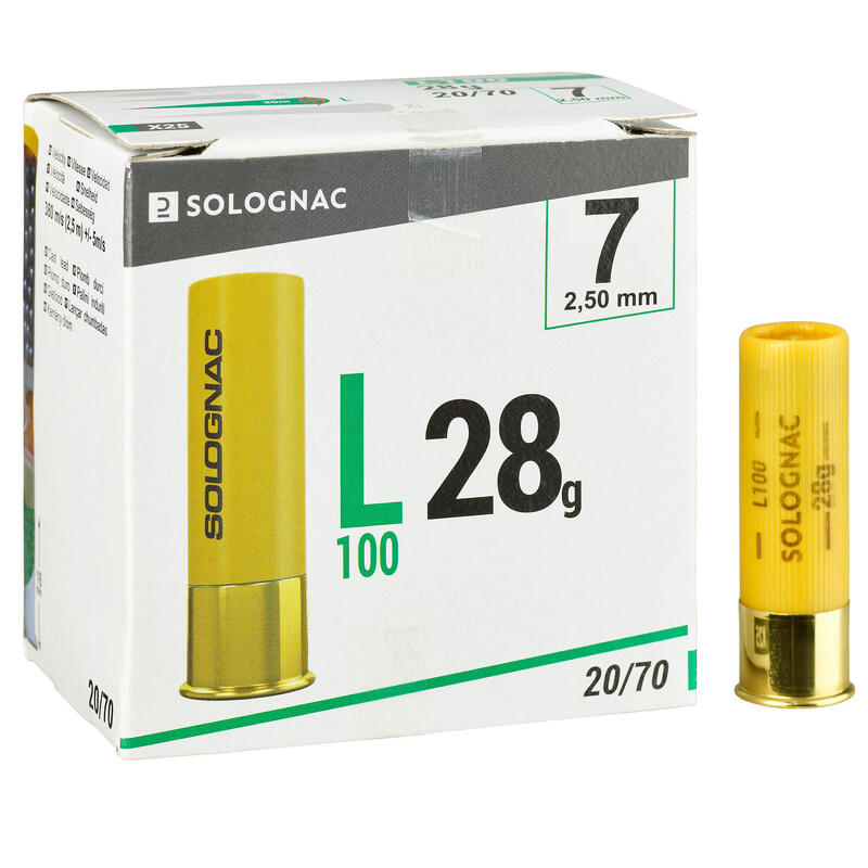 CARTOUCHE L100 28g CALIBRE 20/70 PLOMB N°7 X25