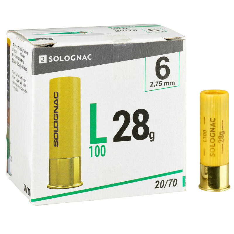 Cartucho Caza Solognac L100 28 g Calibre 20/70 Perdigón N.º 6 X25