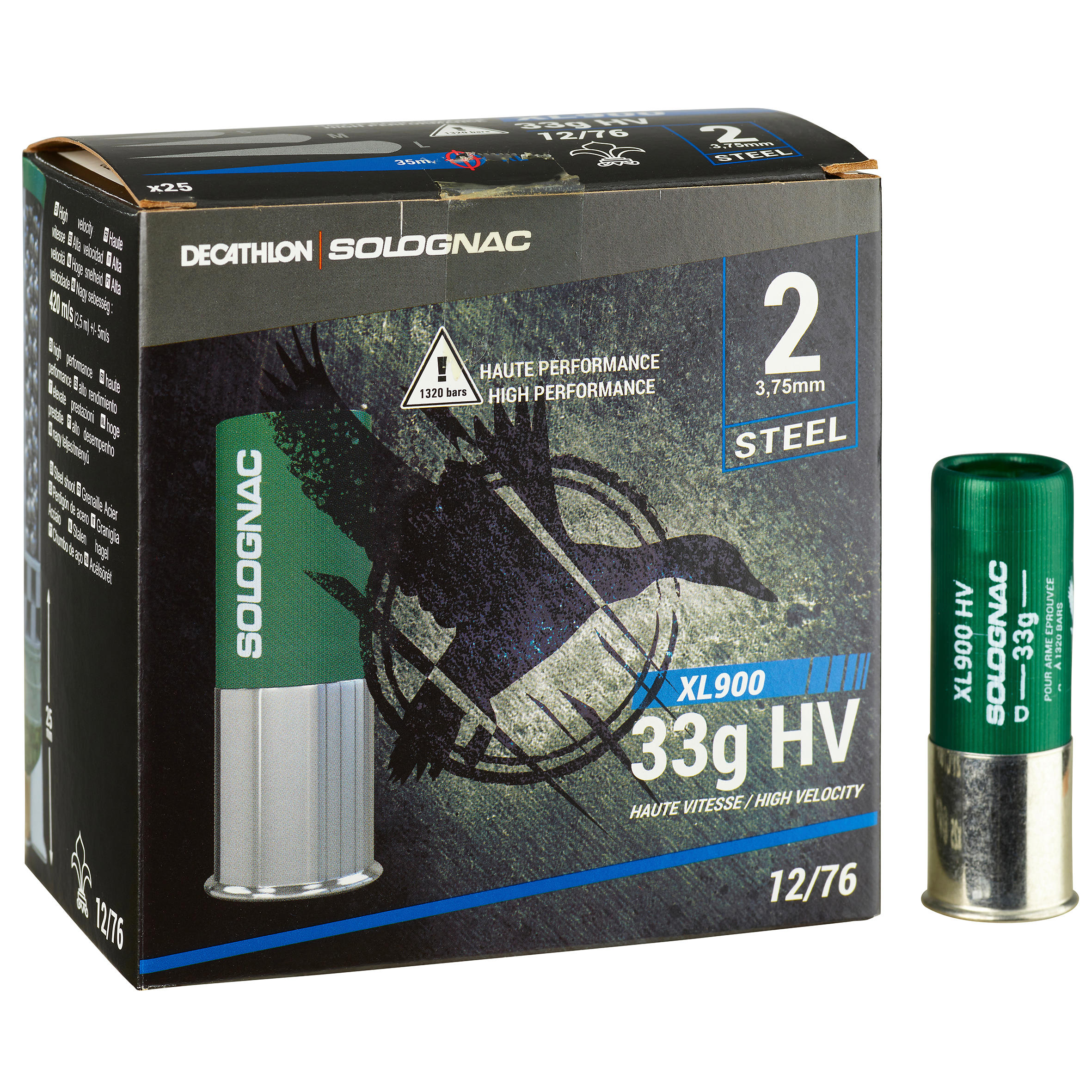 Cartouche Calibre 12 La Plus Rapide Cartouche CALIBRE 12/76 XL900 33gr Acier Haute Vitesse N°4 X25 SOLOGNAC