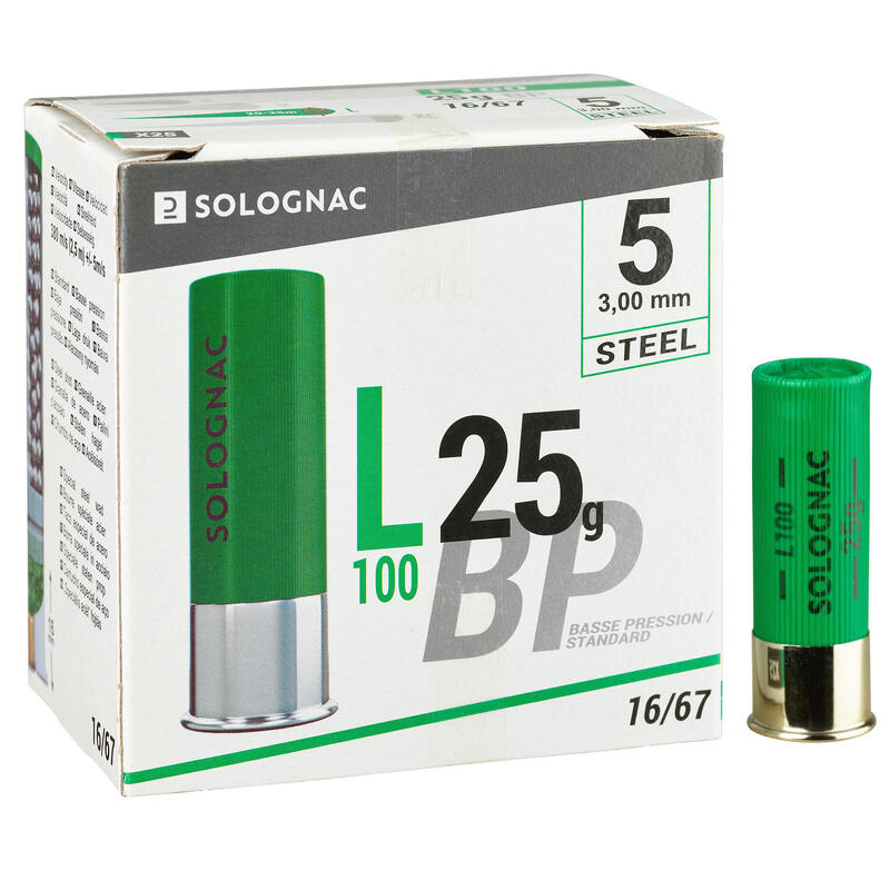 CARTOUCHE L100 25G BASSE PRESSION CALIBRE 16/67 BILLE ACIER N°5X25