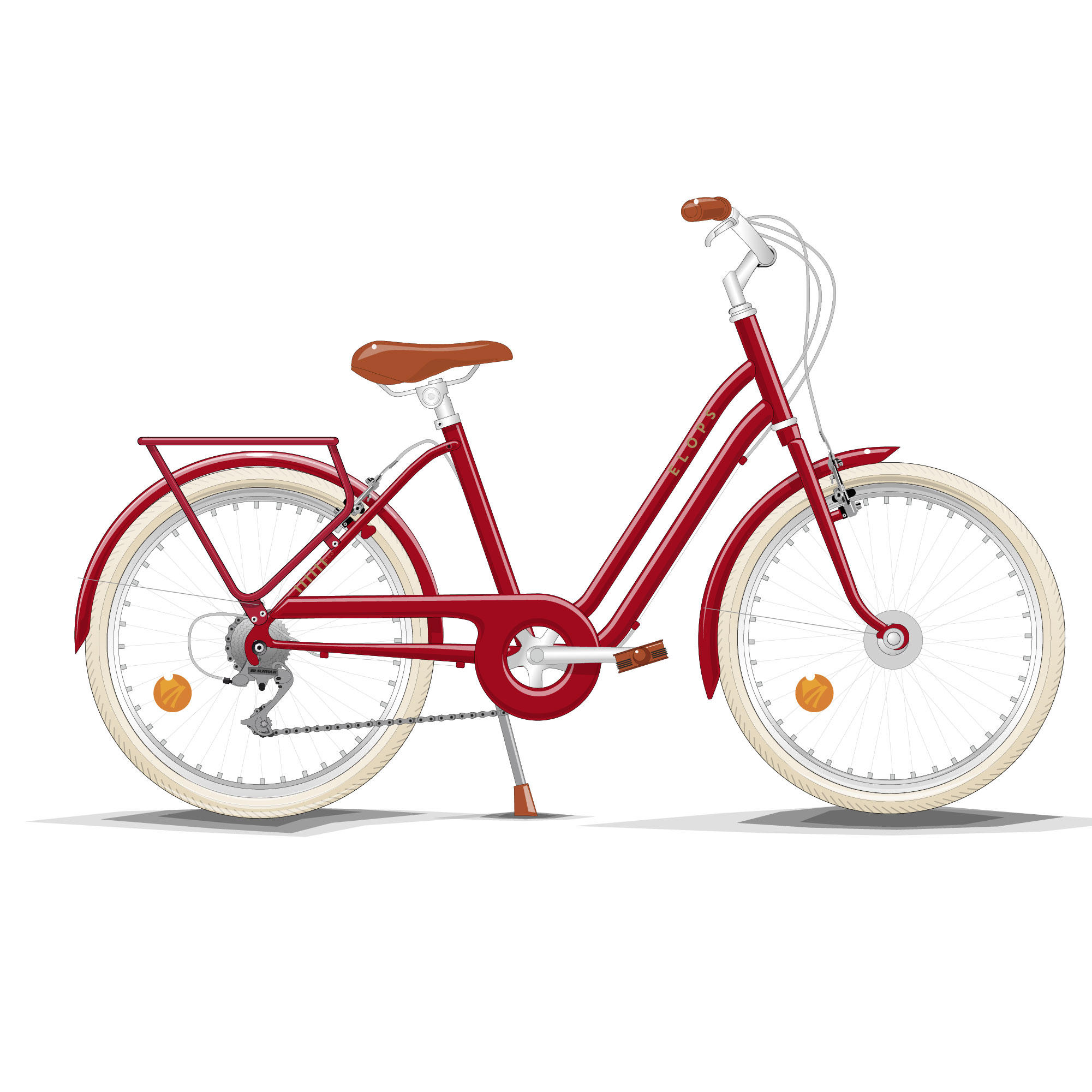 Bicicleta Ciudad Elops 900 Niños 6-9 Años Rojo 20 Pulgadas 17/17