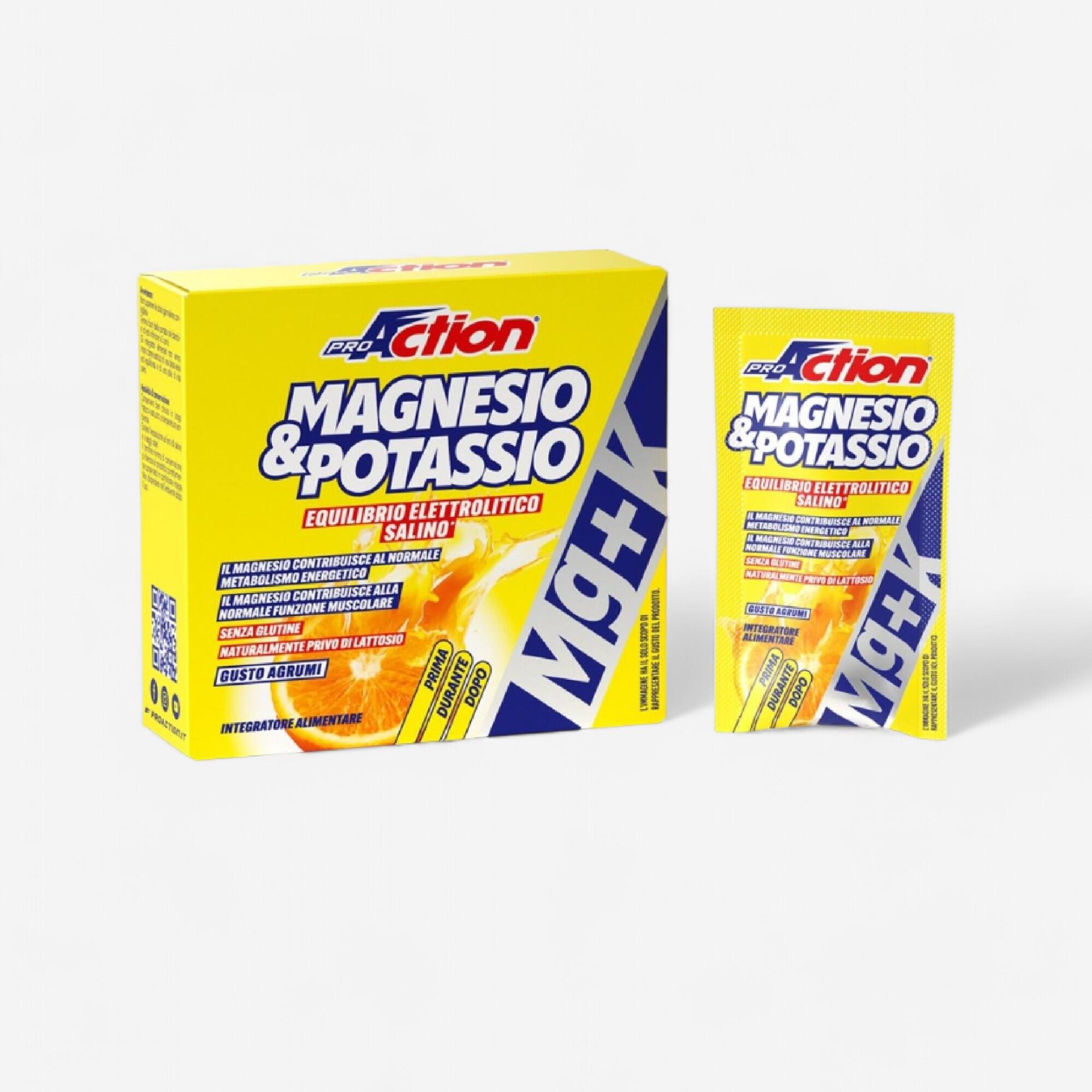 PROACTION Magnesio e potassio MG+K polvere effervescente gluten free gusto agrumi 10 buste