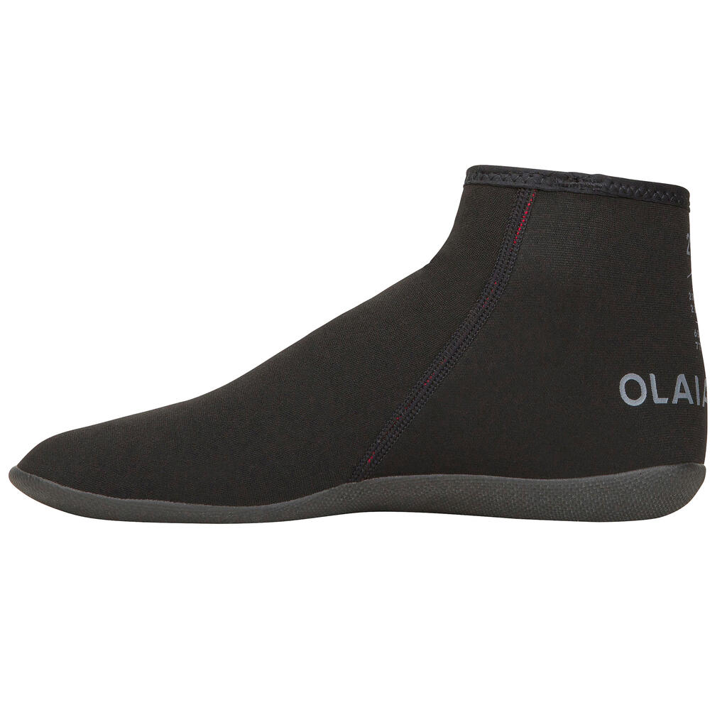 BODYBOARDING AND SURFING SOCKS 2 MM Neoprene 100 - BLACK