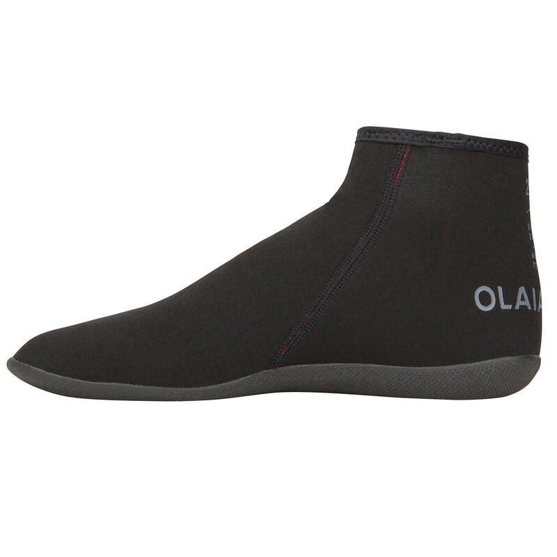 Neopren Sörf İç Ayakkabısı - 2 mm - Siyah - 100